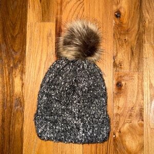 Cozy Knit Beanie with Faux Fur Pom